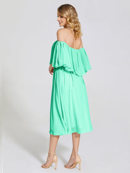 Journee Midi Off-Shoulder Chiffon Bridesmaid Dress