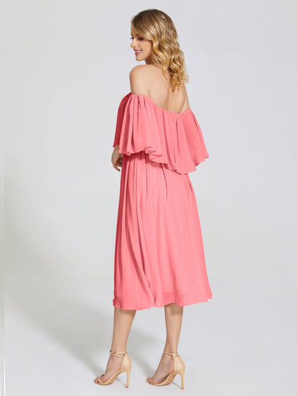 Journee Midi Off-Shoulder Chiffon Bridesmaid Dress