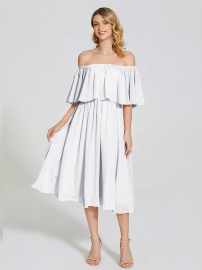 Journee Midi Off-Shoulder Chiffon Bridesmaid Dress