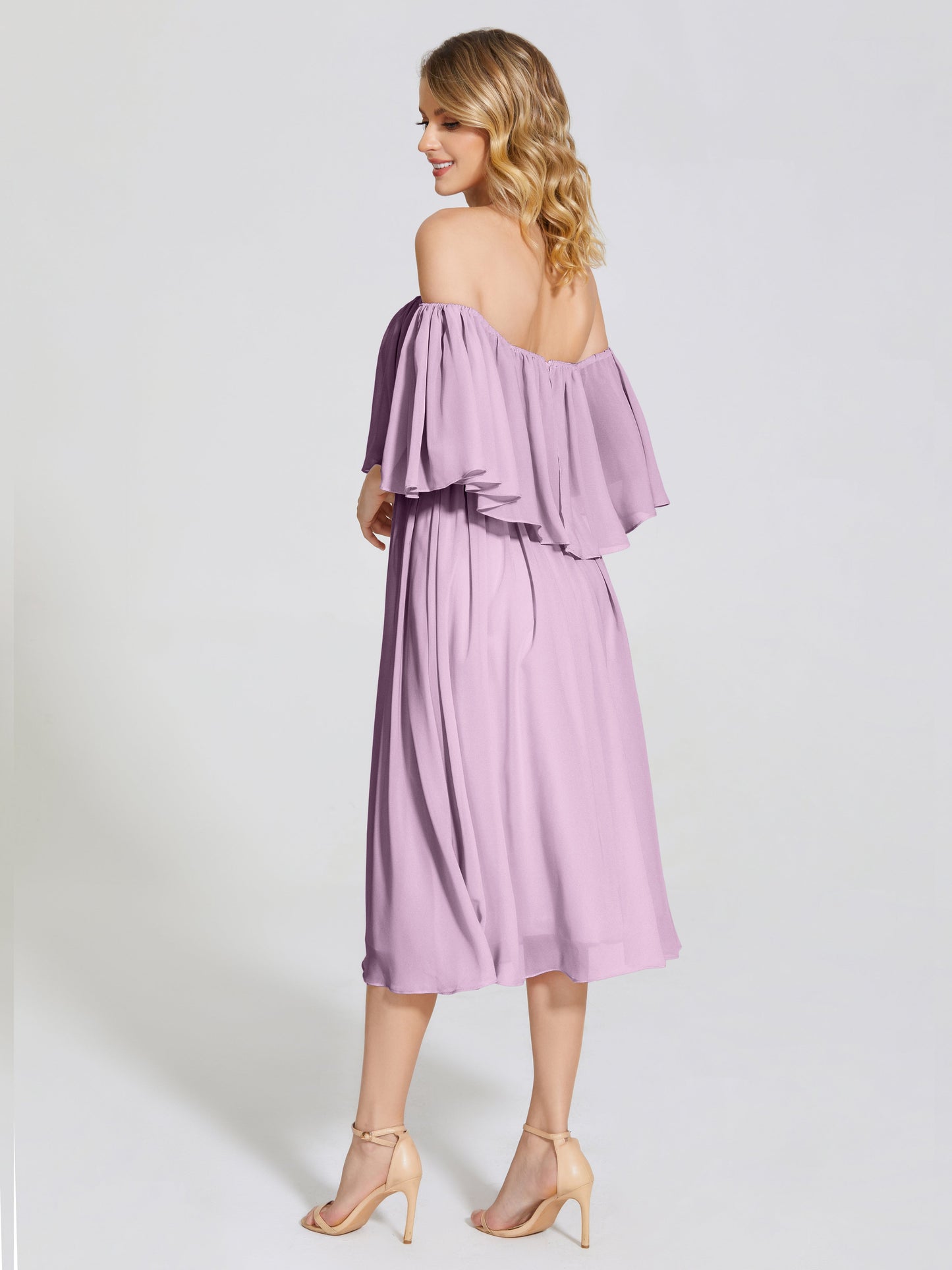Journee Midi Off-Shoulder Chiffon Bridesmaid Dress