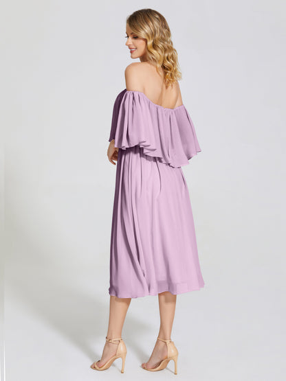 Journee Midi Off-Shoulder Chiffon Bridesmaid Dress