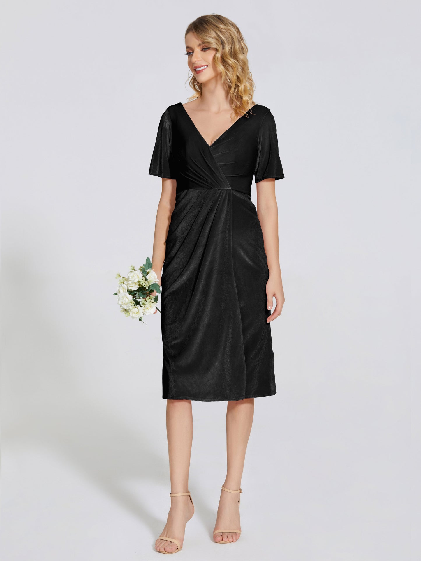 Kendall Midi Sheath Velvet Bridesmaid Dress
