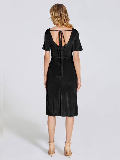 Kendall Midi Sheath Velvet Bridesmaid Dress