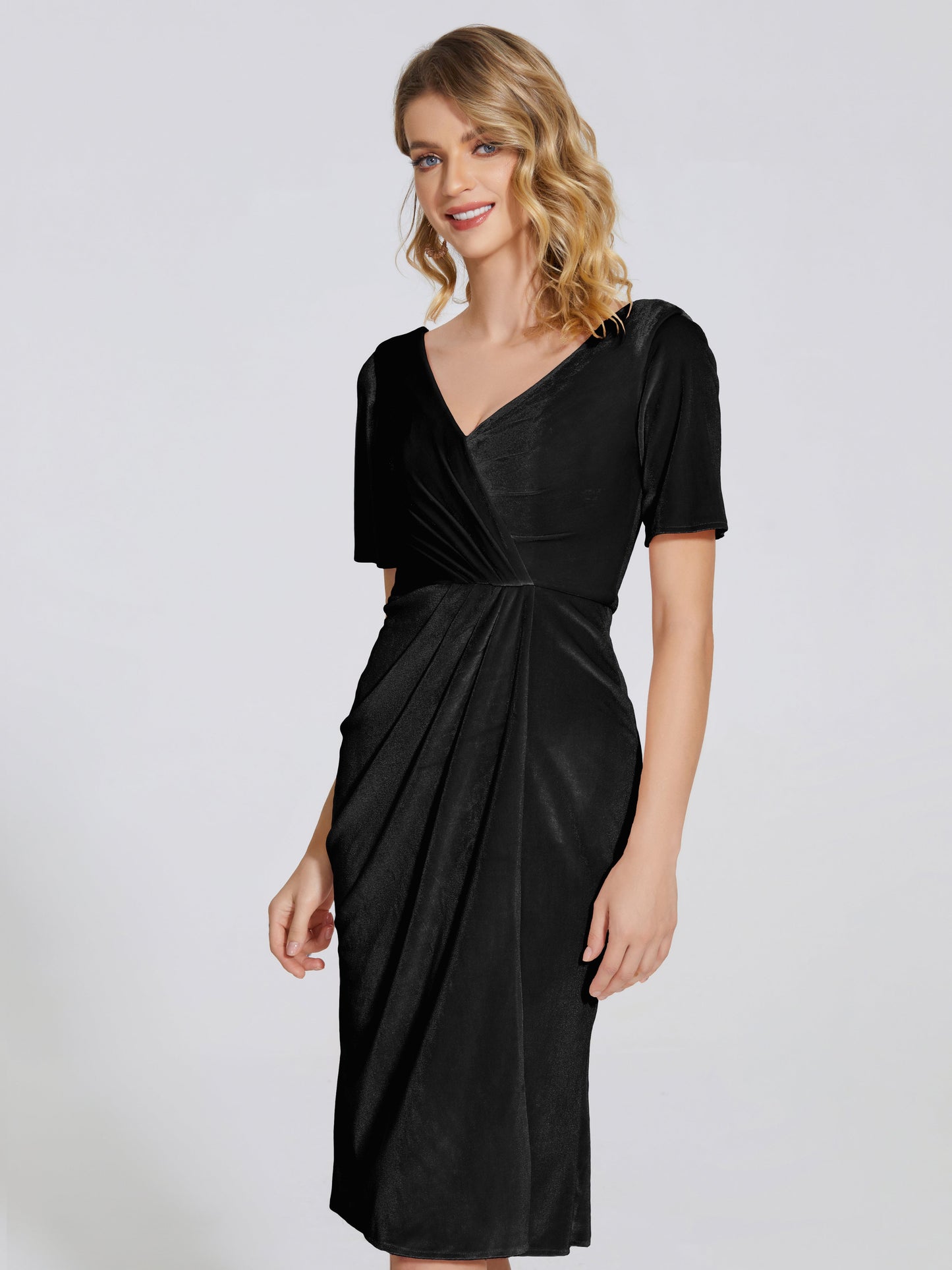 Kendall Midi Sheath Velvet Bridesmaid Dress