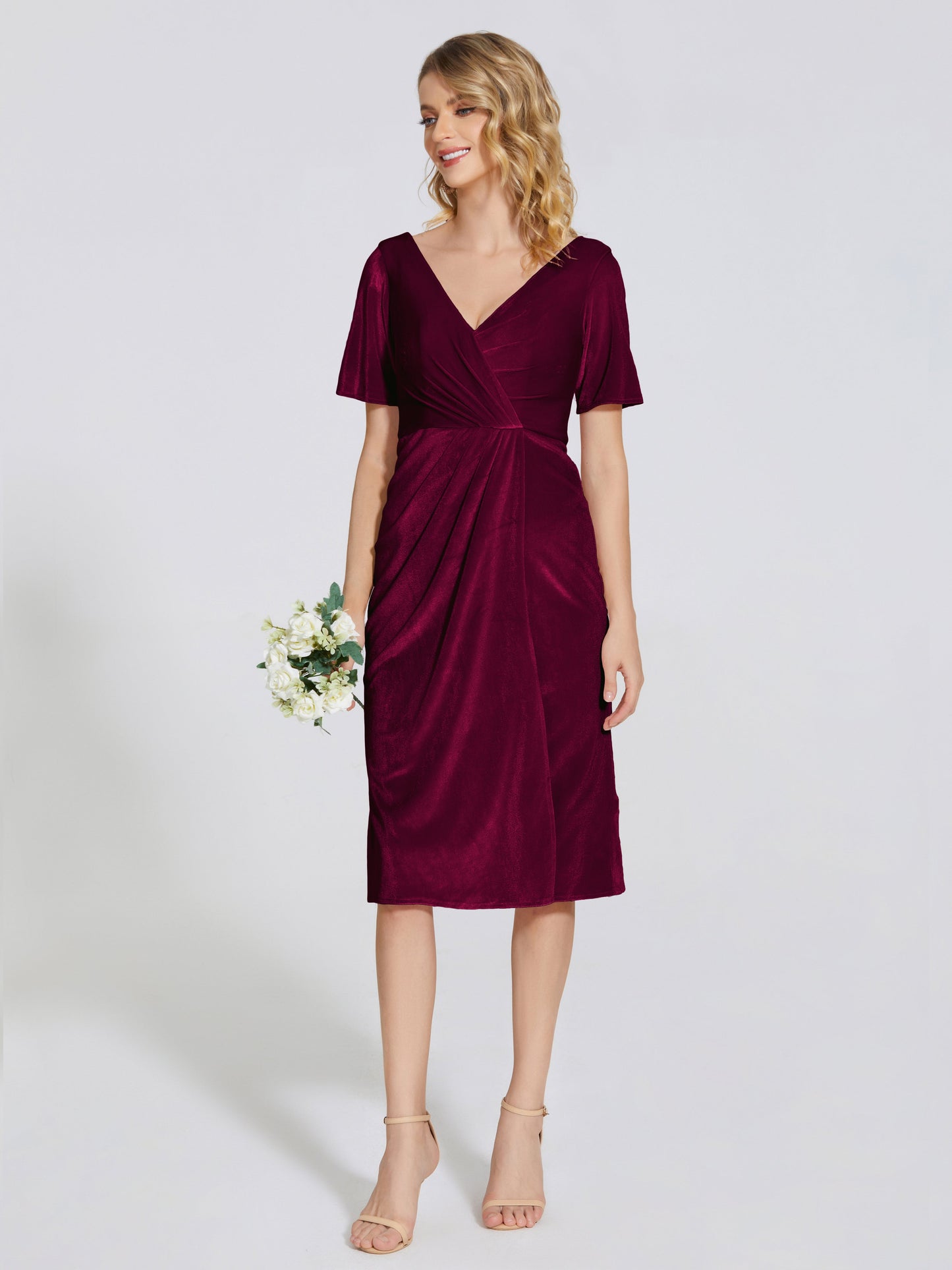 Kendall Midi Sheath Velvet Bridesmaid Dress