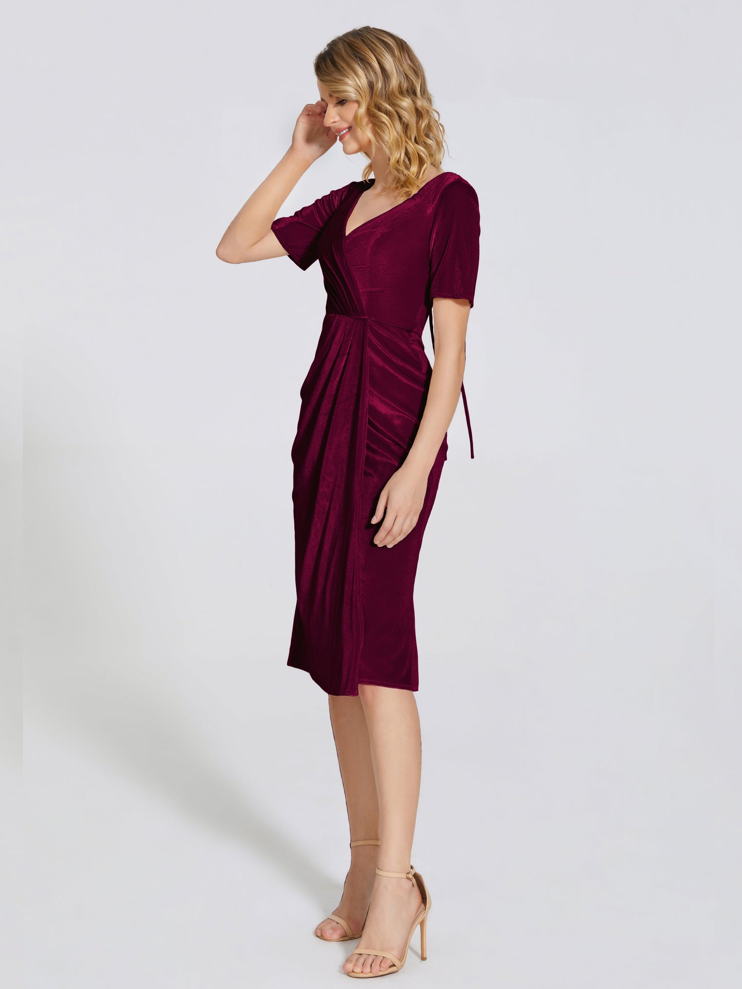 Kendall Midi Sheath Velvet Bridesmaid Dress