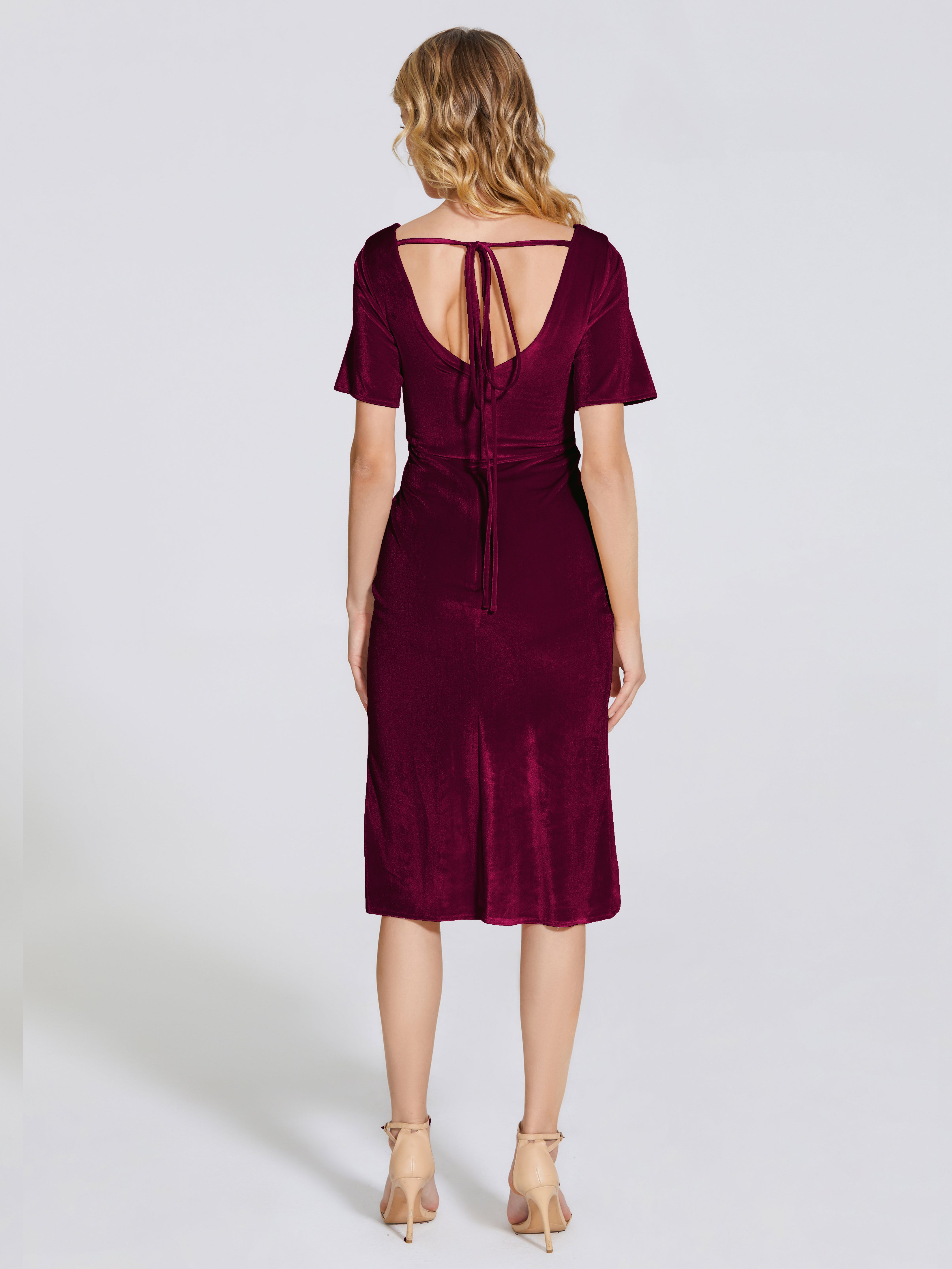 Kendall Midi Sheath Velvet Bridesmaid Dress