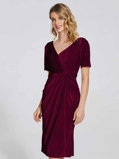 Kendall Midi Sheath Velvet Bridesmaid Dress