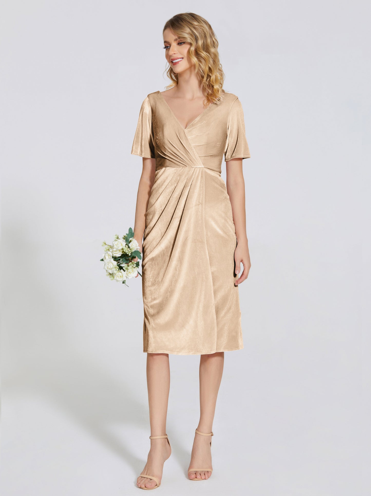 Kendall Midi Sheath Velvet Bridesmaid Dress