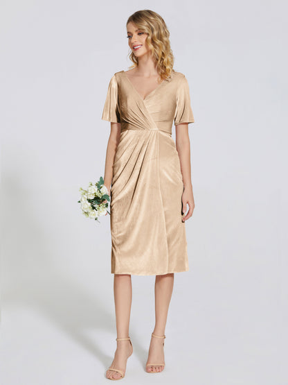 Kendall Midi Sheath Velvet Bridesmaid Dress
