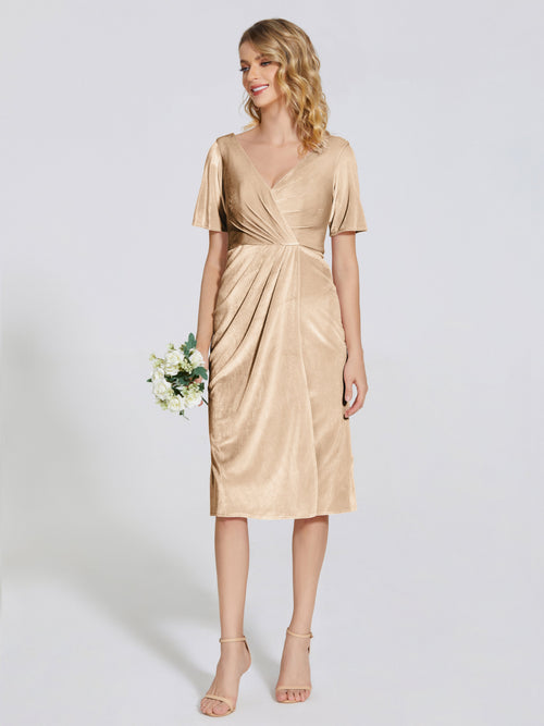 Kendall Midi Sheath Velvet Bridesmaid Dress