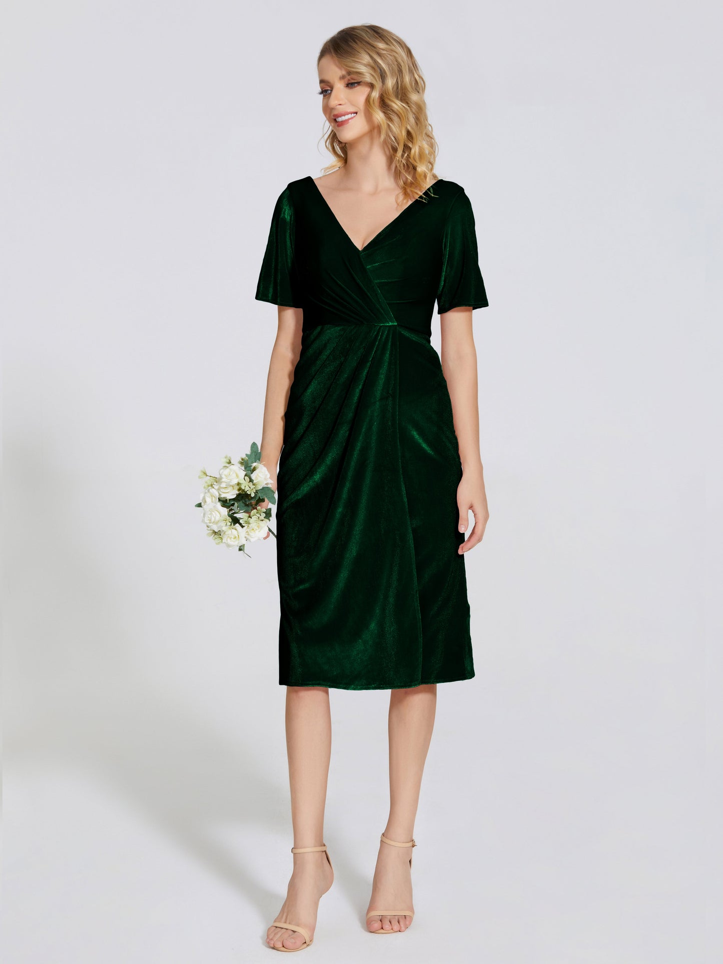 Kendall Midi Sheath Velvet Bridesmaid Dress