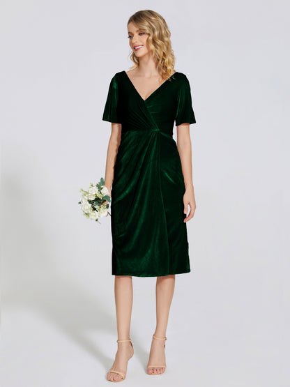 Kendall Midi Sheath Velvet Bridesmaid Dress