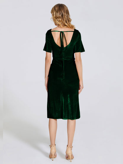 Kendall Midi Sheath Velvet Bridesmaid Dress