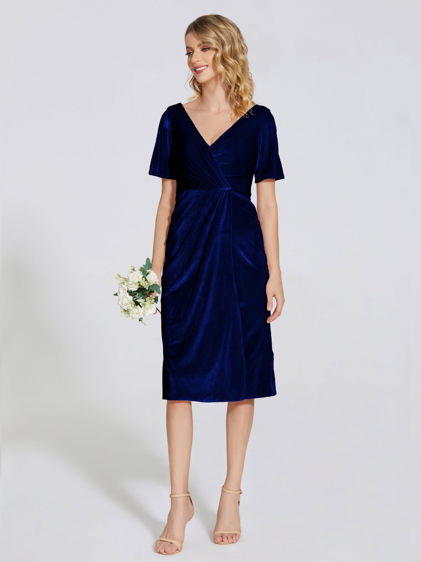 Kendall Midi Sheath Velvet Bridesmaid Dress