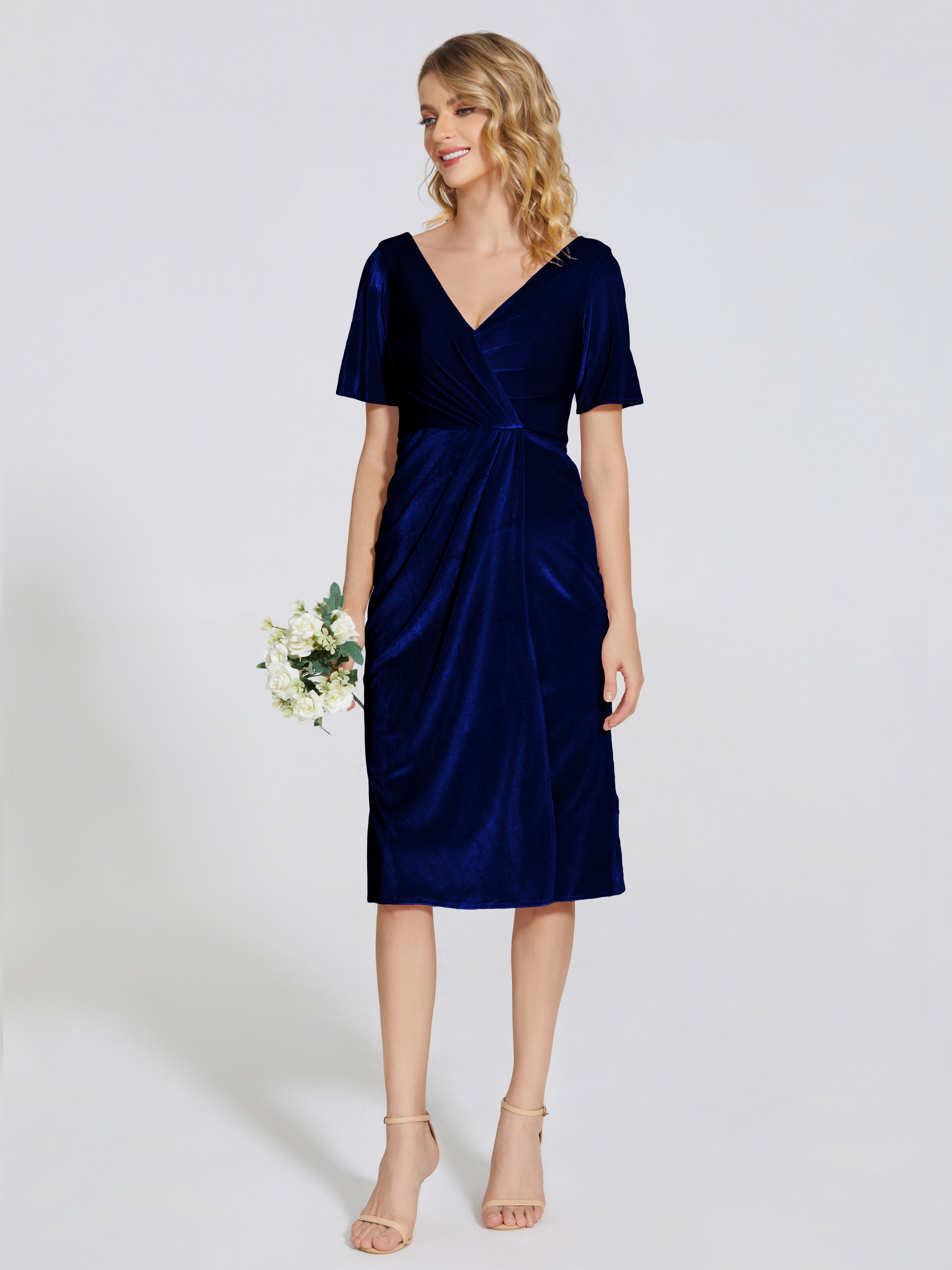 Kendall Midi Sheath Velvet Bridesmaid Dress