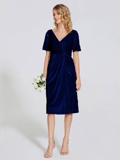 Kendall Midi Sheath Velvet Bridesmaid Dress