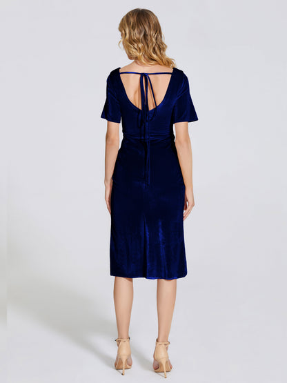 Kendall Midi Sheath Velvet Bridesmaid Dress