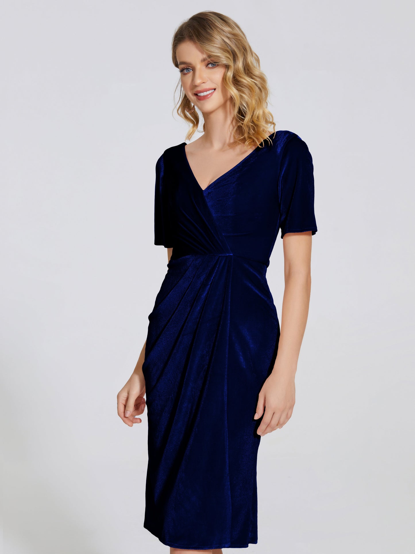 Kendall Midi Sheath Velvet Bridesmaid Dress