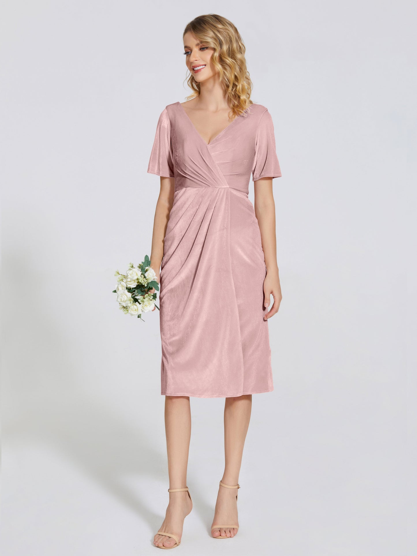 Kendall Midi Sheath Velvet Bridesmaid Dress