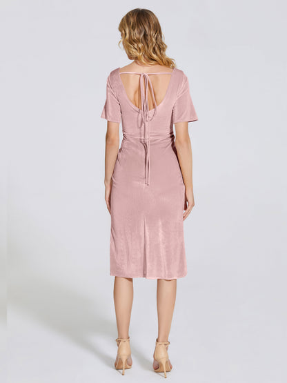 Kendall Midi Sheath Velvet Bridesmaid Dress