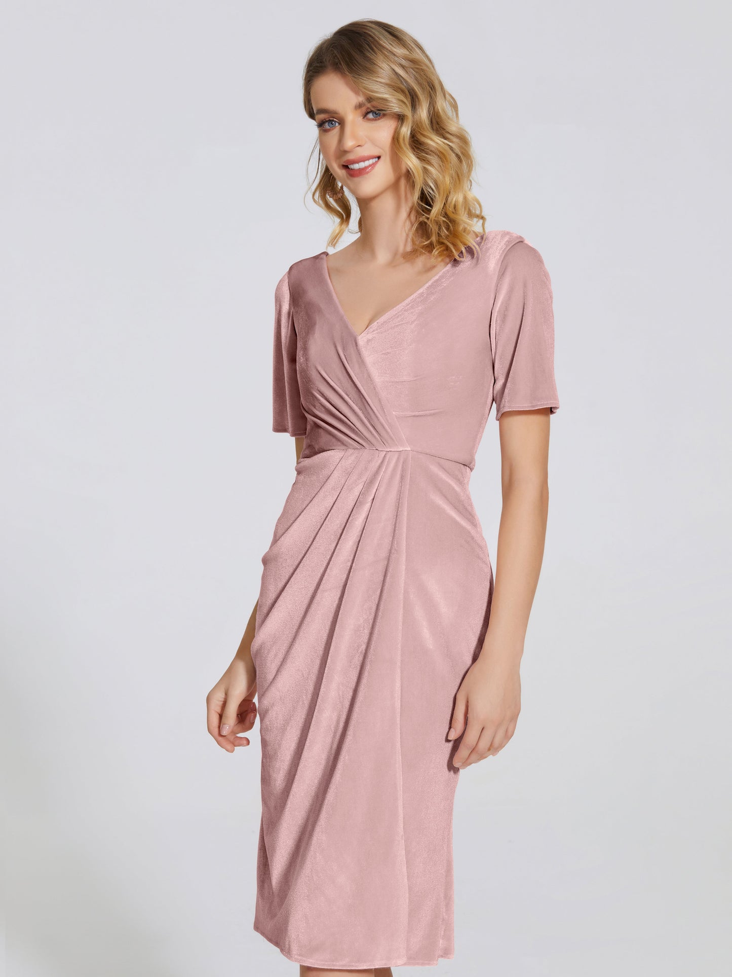 Kendall Midi Sheath Velvet Bridesmaid Dress
