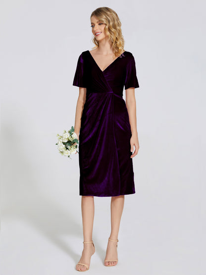 Kendall Midi Sheath Velvet Bridesmaid Dress
