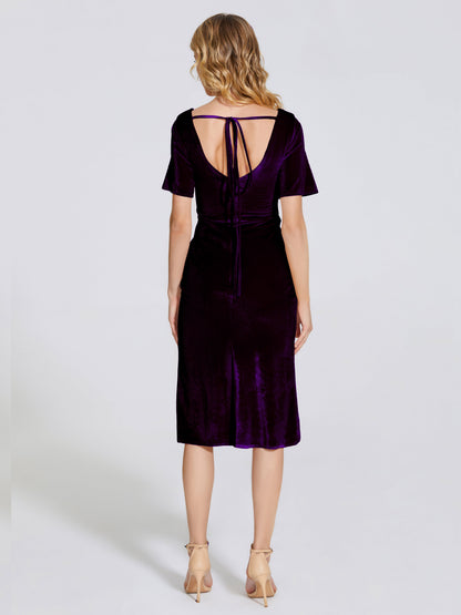 Kendall Midi Sheath Velvet Bridesmaid Dress