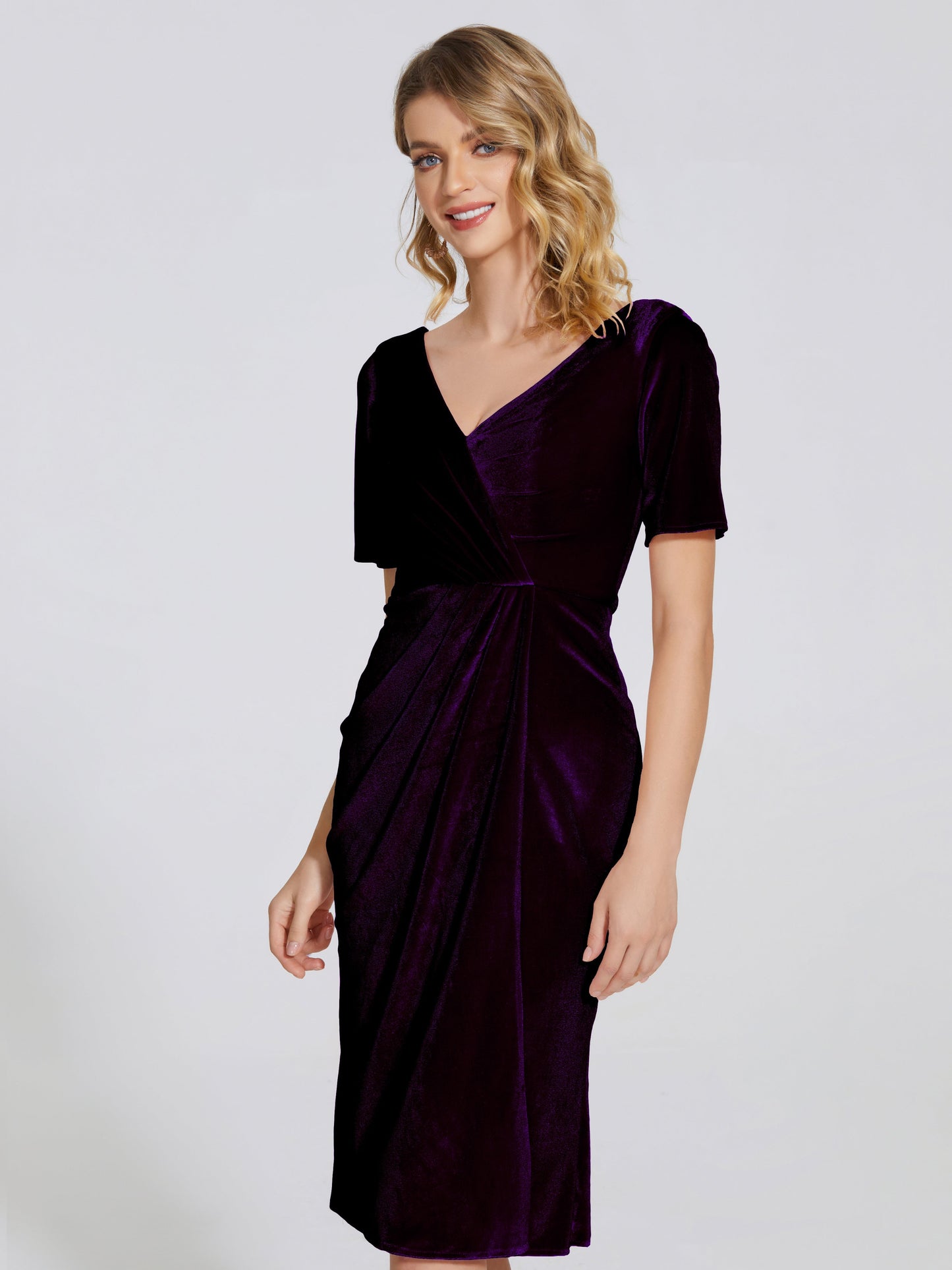 Kendall Midi Sheath Velvet Bridesmaid Dress