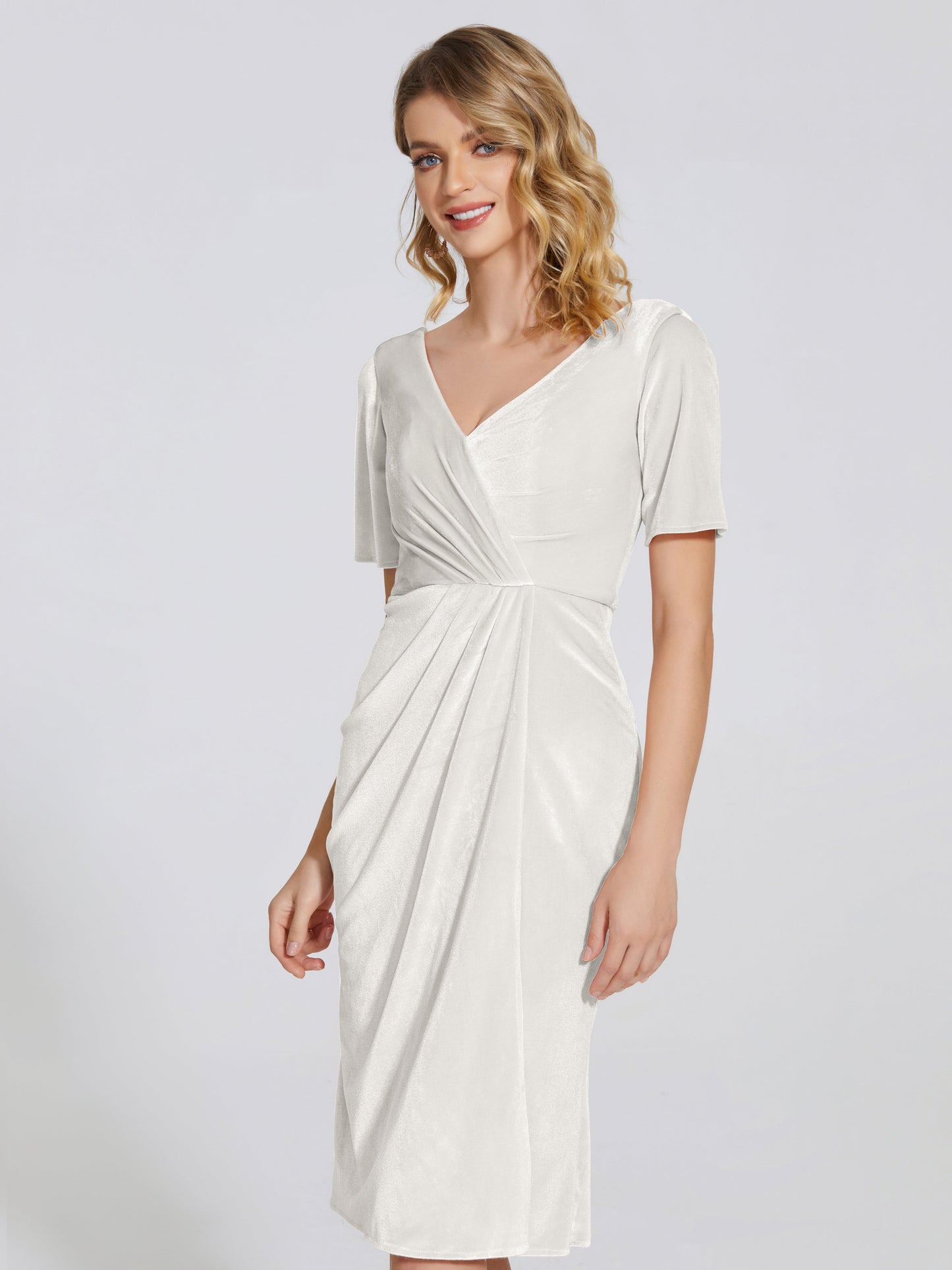 Kendall Midi Sheath Velvet Bridesmaid Dress