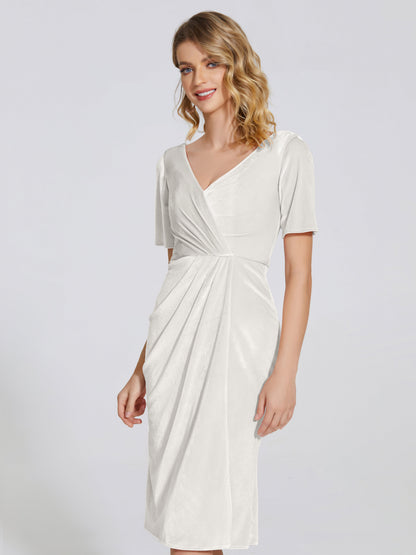 Kendall Midi Sheath Velvet Bridesmaid Dress