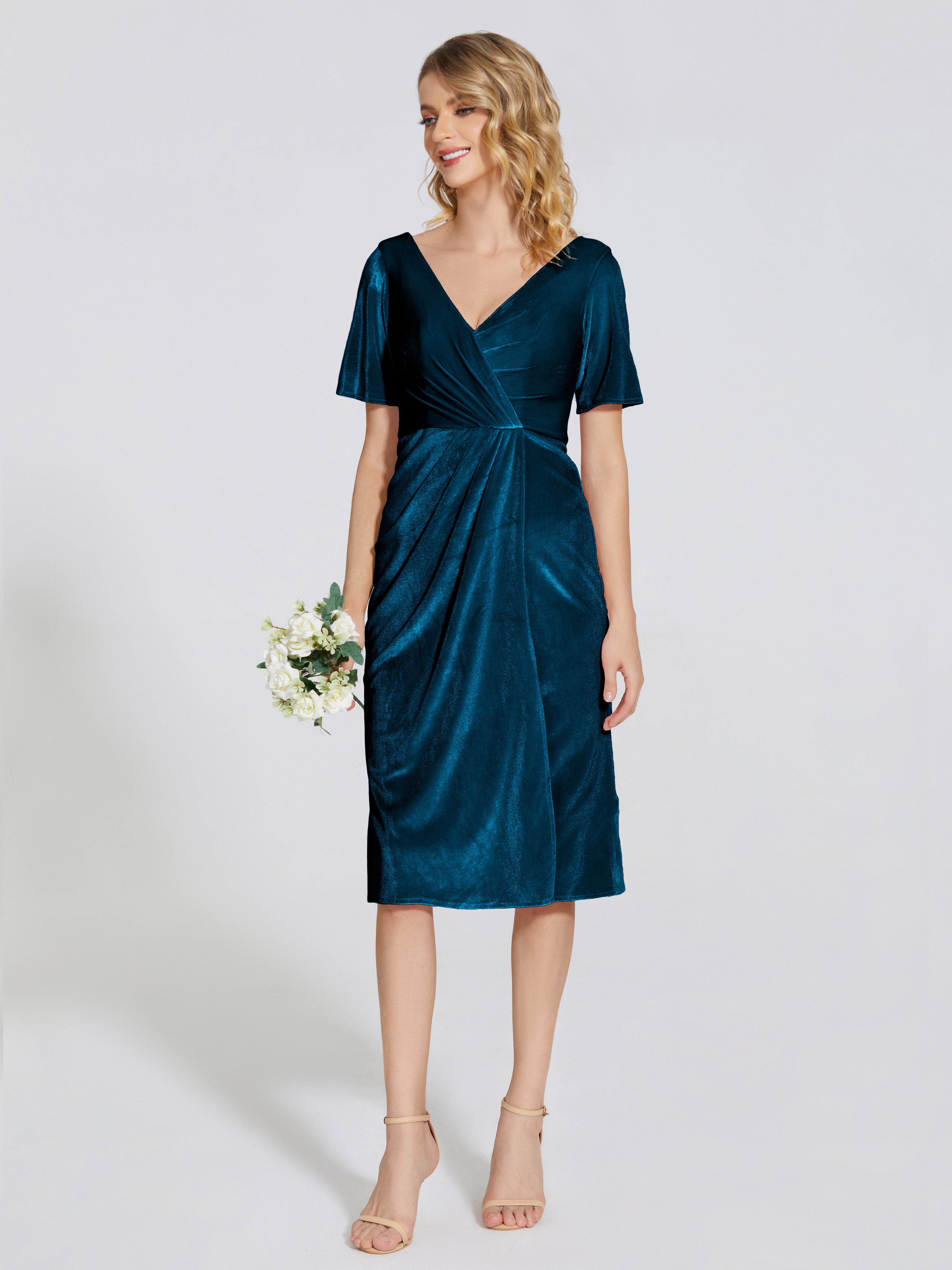 Kendall Midi Sheath Velvet Bridesmaid Dress
