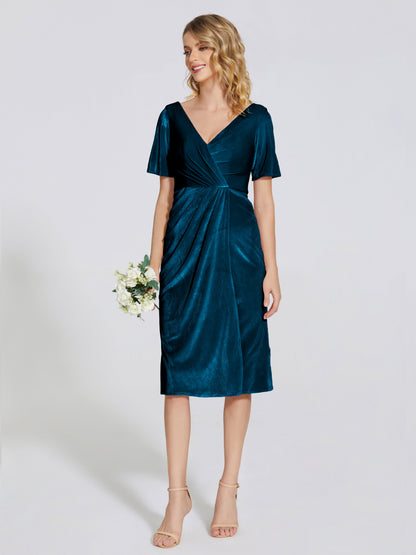 Kendall Midi Sheath Velvet Bridesmaid Dress