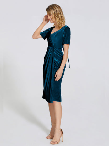 Kendall Midi Sheath Velvet Bridesmaid Dress