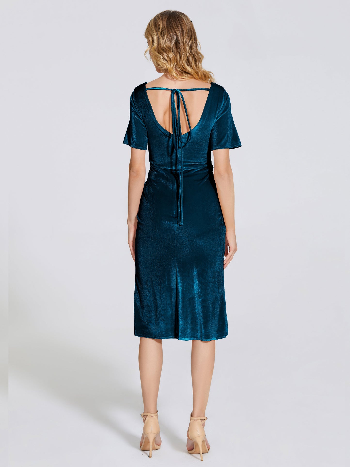 Kendall Midi Sheath Velvet Bridesmaid Dress