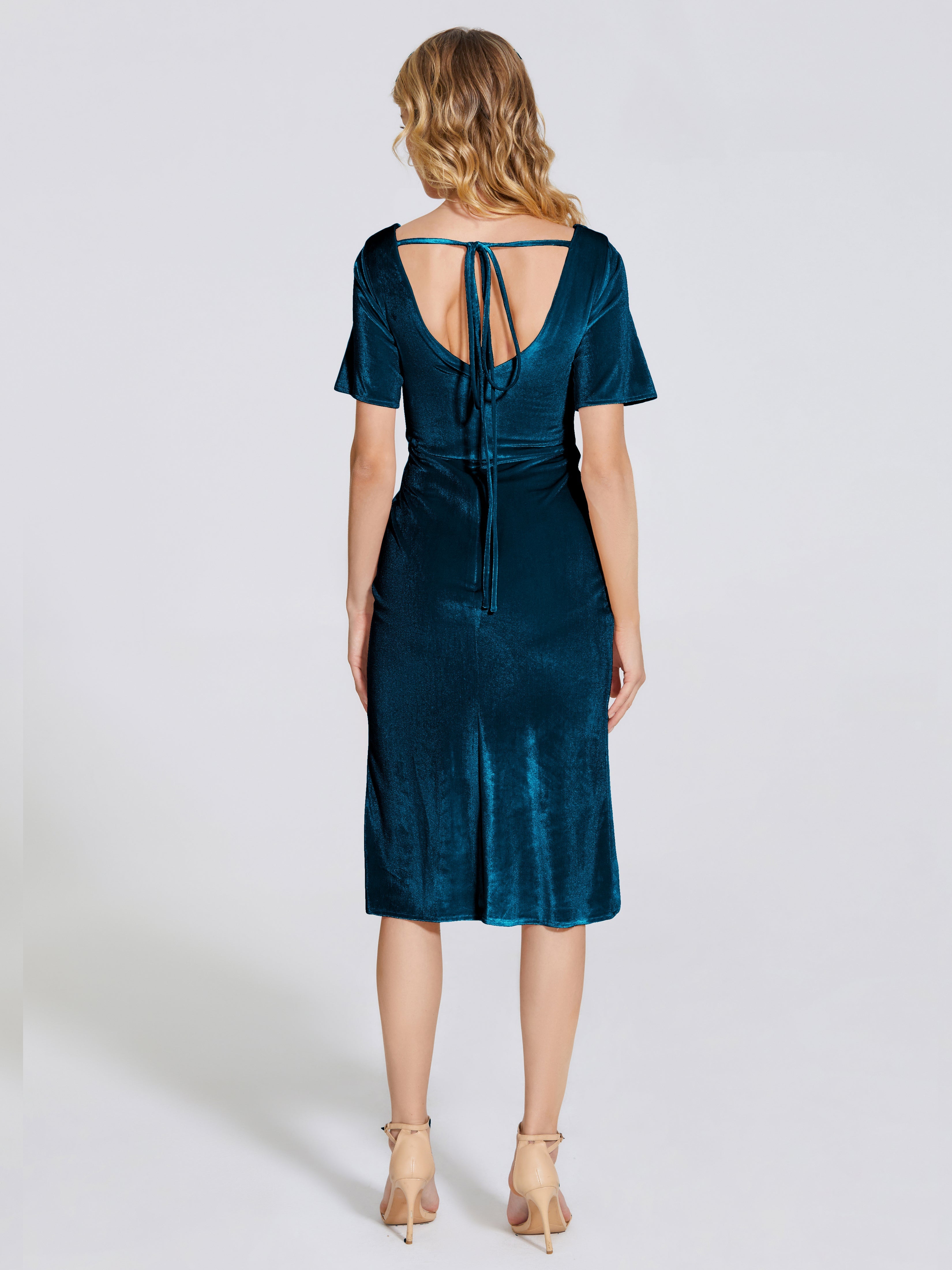 Kendall Midi Sheath Velvet Bridesmaid Dress