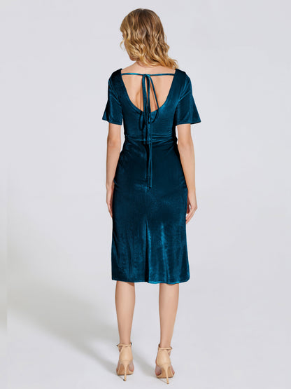Kendall Midi Sheath Velvet Bridesmaid Dress