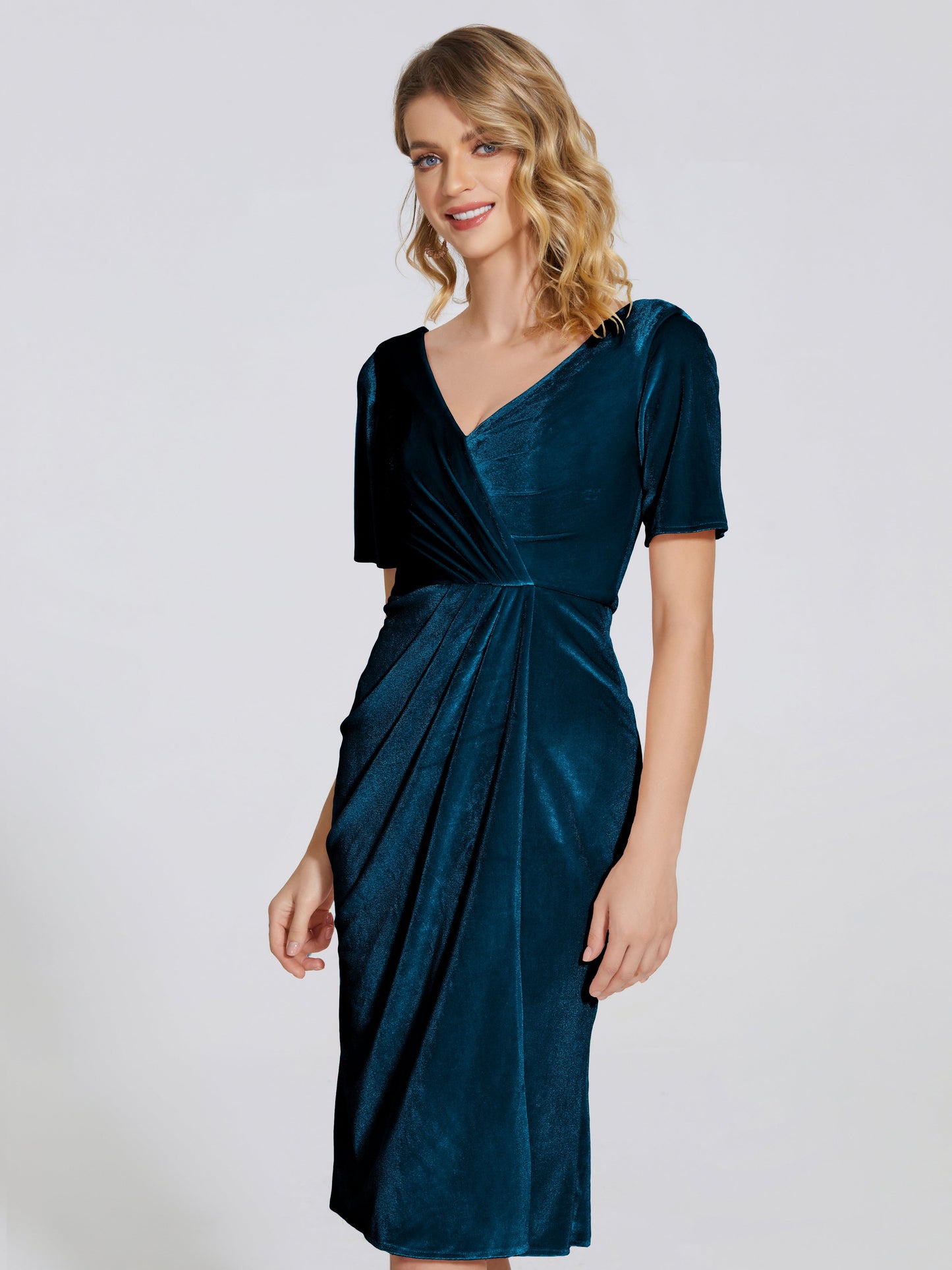 Kendall Midi Sheath Velvet Bridesmaid Dress