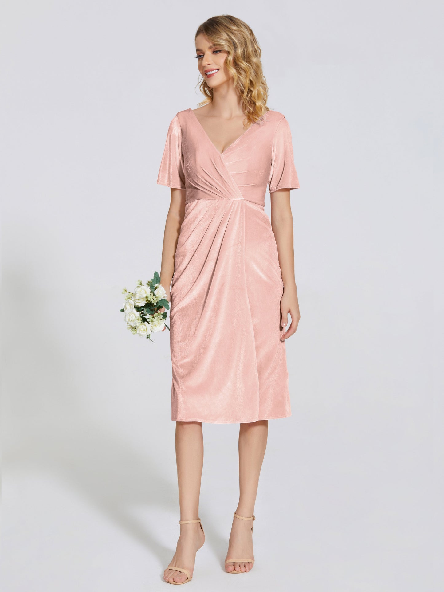 Kendall Midi Sheath Velvet Bridesmaid Dress