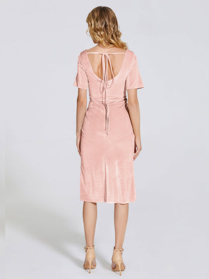 Kendall Midi Sheath Velvet Bridesmaid Dress