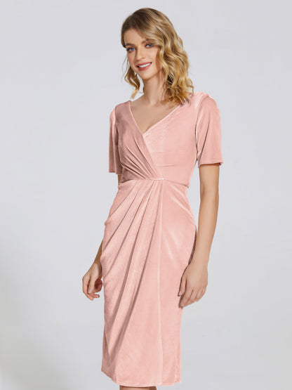 Kendall Midi Sheath Velvet Bridesmaid Dress