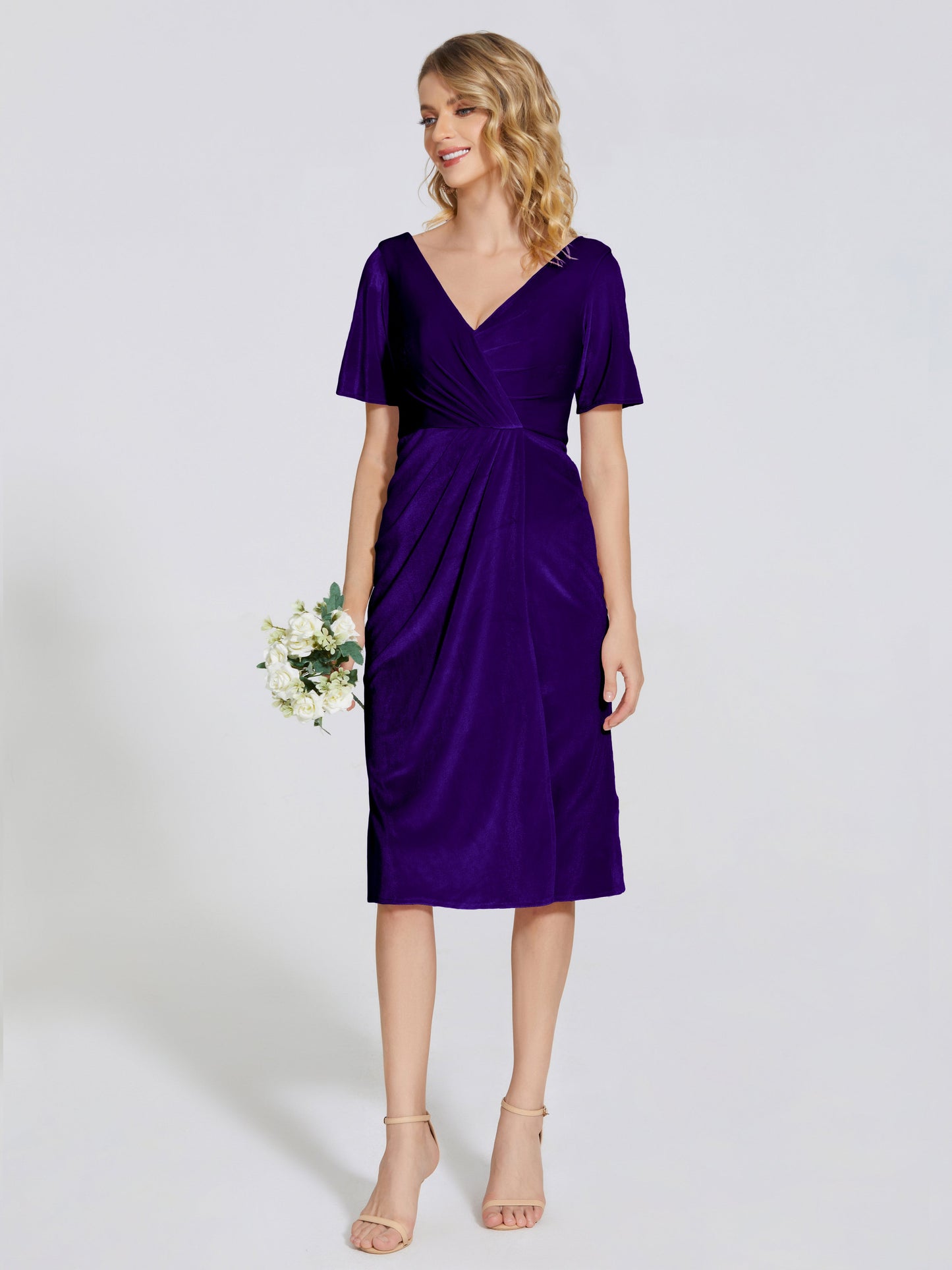 Kendall Midi Sheath Velvet Bridesmaid Dress
