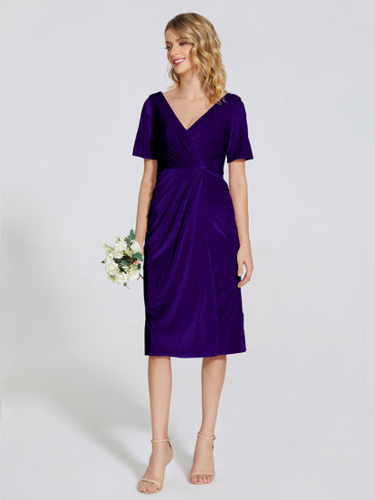 Kendall Midi Sheath Velvet Bridesmaid Dress