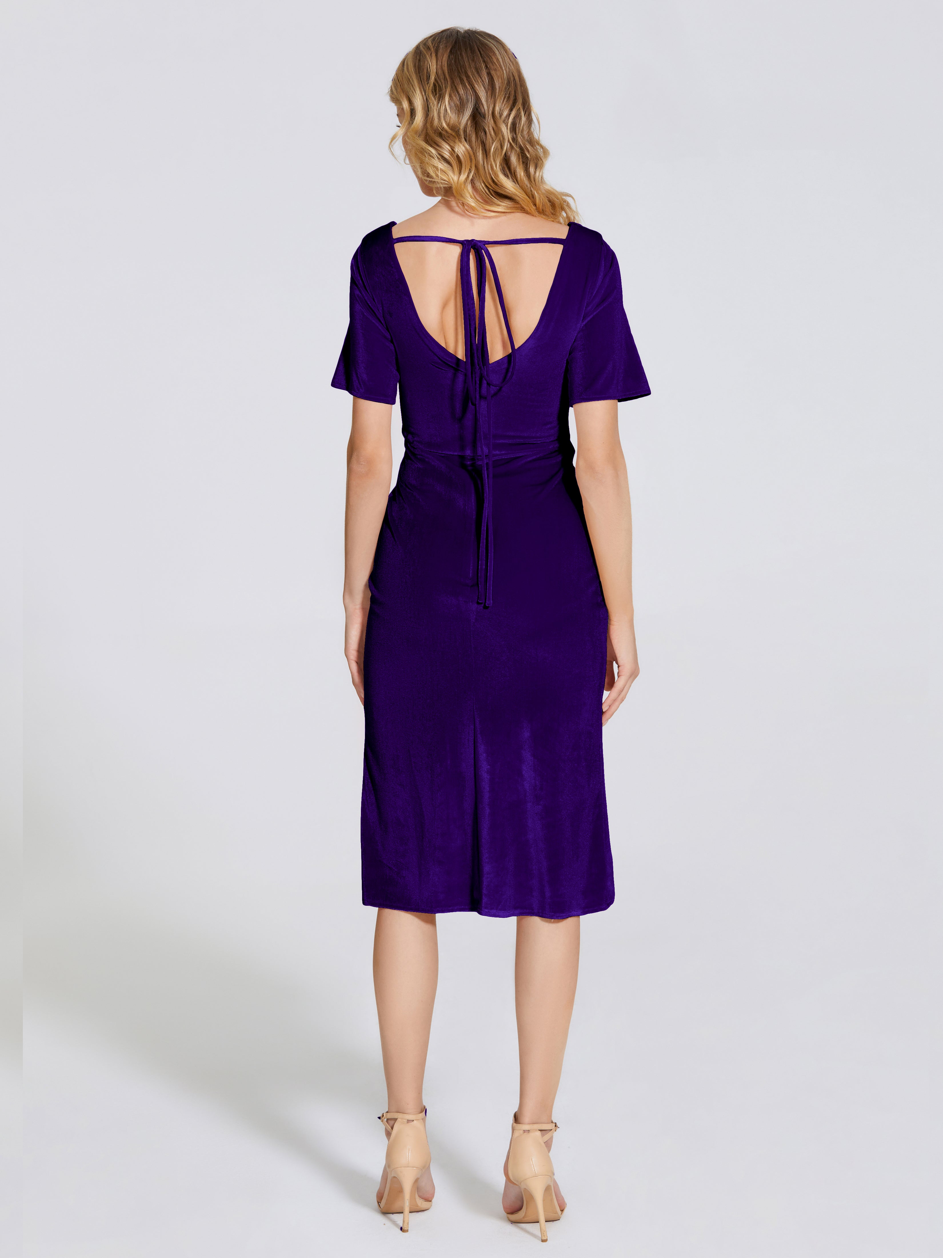 Kendall Midi Sheath Velvet Bridesmaid Dress