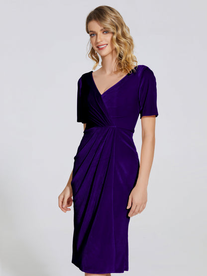 Kendall Midi Sheath Velvet Bridesmaid Dress