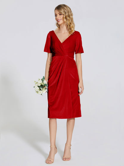Kendall Midi Sheath Velvet Bridesmaid Dress