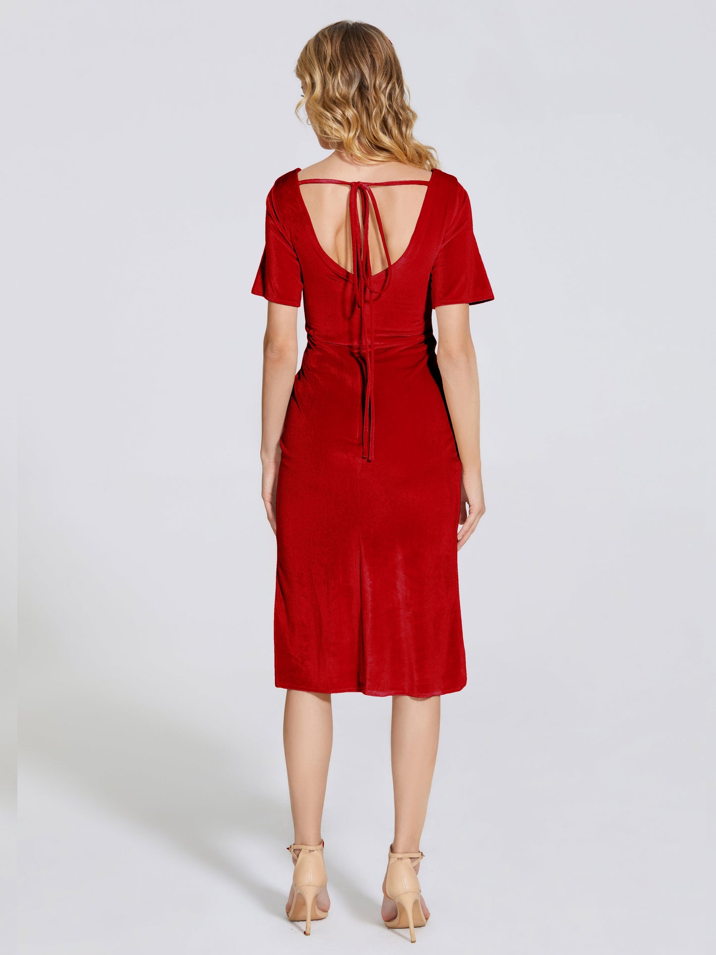 Kendall Midi Sheath Velvet Bridesmaid Dress