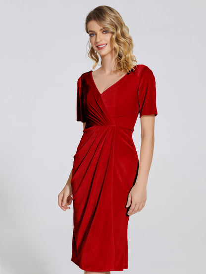 Kendall Midi Sheath Velvet Bridesmaid Dress