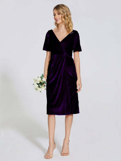 Kendall Midi Sheath Velvet Bridesmaid Dress