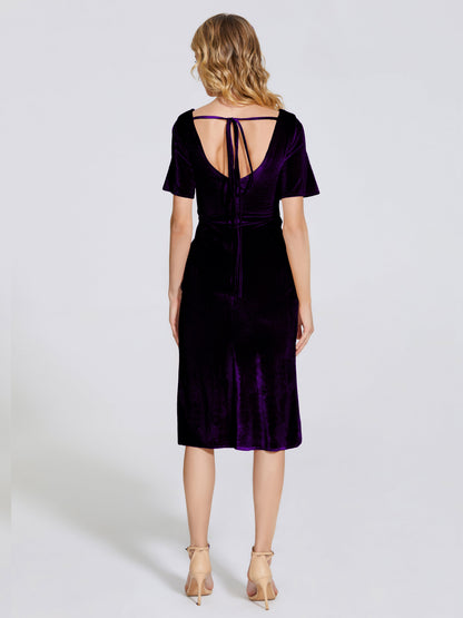 Kendall Midi Sheath Velvet Bridesmaid Dress
